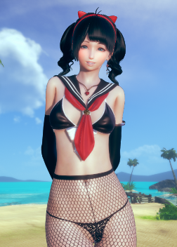 《AI少女》黑色雙馬尾清涼泳裝水手服美少女MOD