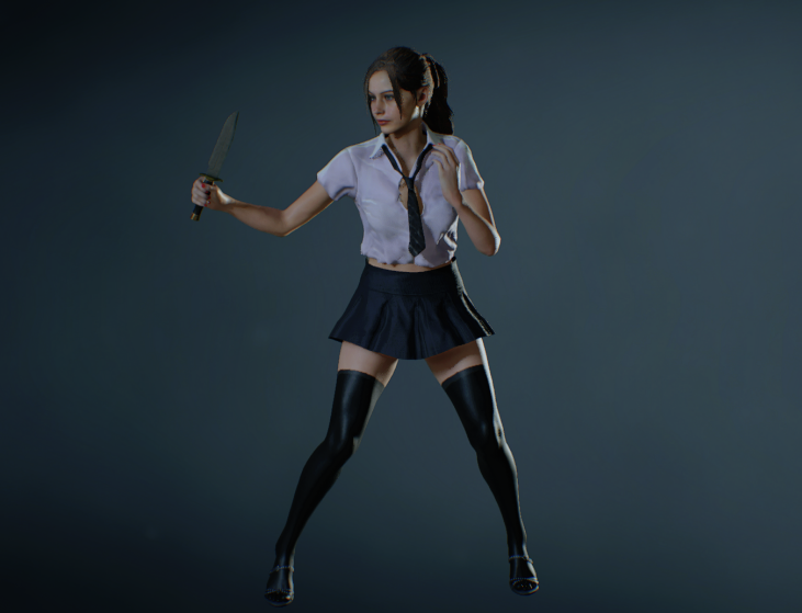 《生化危機2：重制版》克萊爾少女JK裝性感過膝襪MOD[兼容新版本]