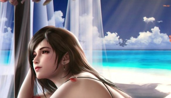 《最終幻想7：重制版》蒂法海灘比基尼形象精美壁紙