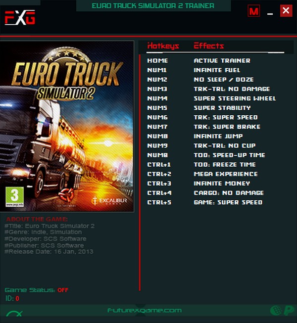 《歐洲卡車模擬2》v1.16.X-v1.47.X.X十五項修改器FUTUREX版