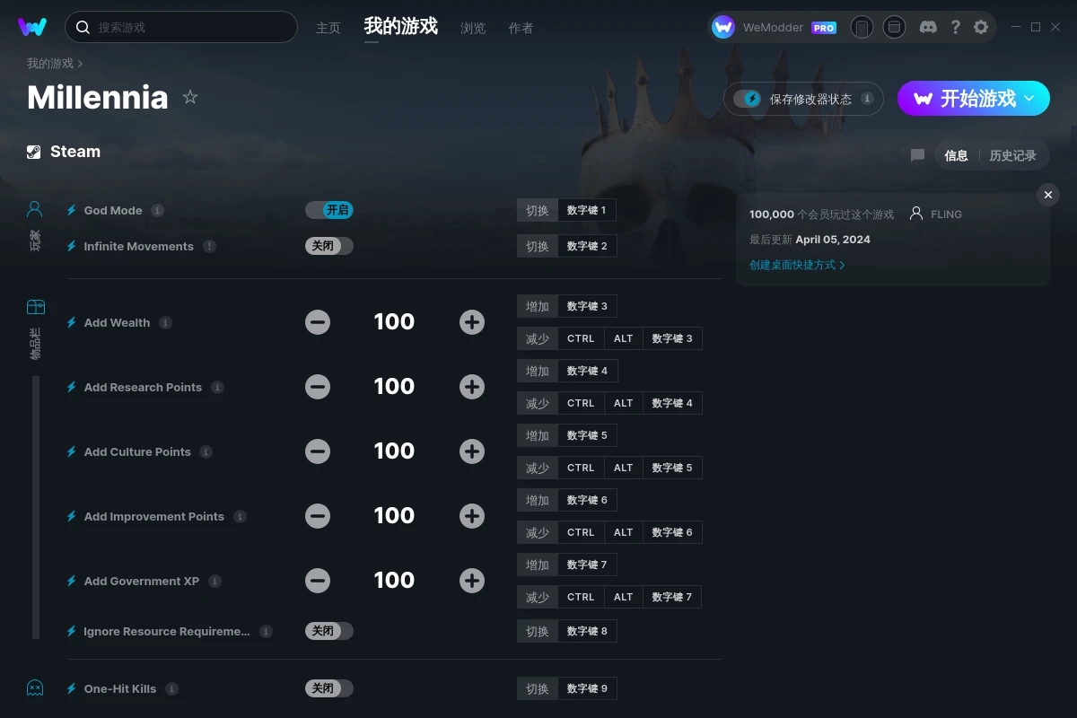 《Millennia》v1.0.4十項修改器[FLiNG]