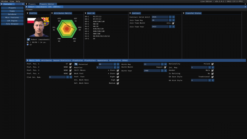 《EA Sports FC 24》實時外掛工具Live Editor v24.1.0.5