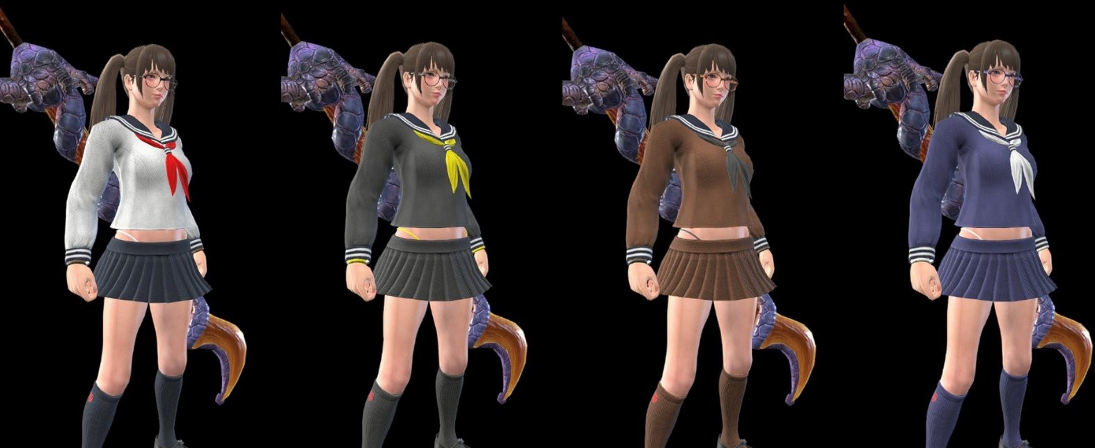 《怪物獵人崛起：曙光》清純JK服替換毒妖鳥泥魚龍套MOD