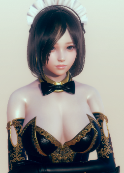 《AI少女》黑色短發(fā)黑色露肩禮裙美少女MOD