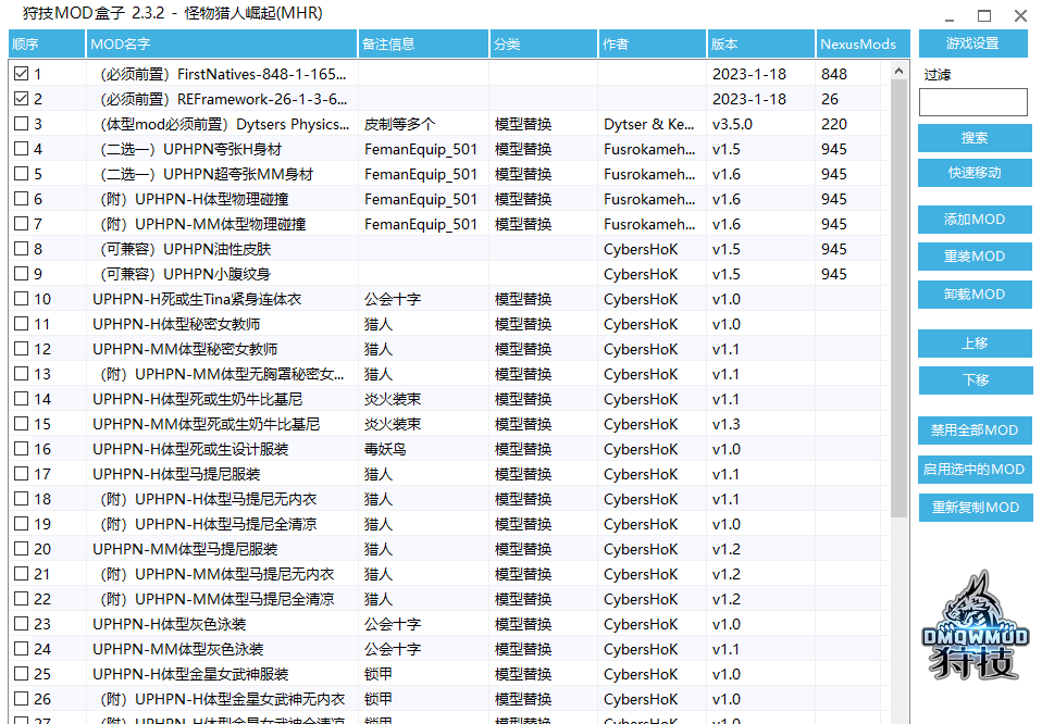 《怪物獵人崛起：曙光》UPHPN性感豐腴全系列整合包MOD[一鍵安裝]