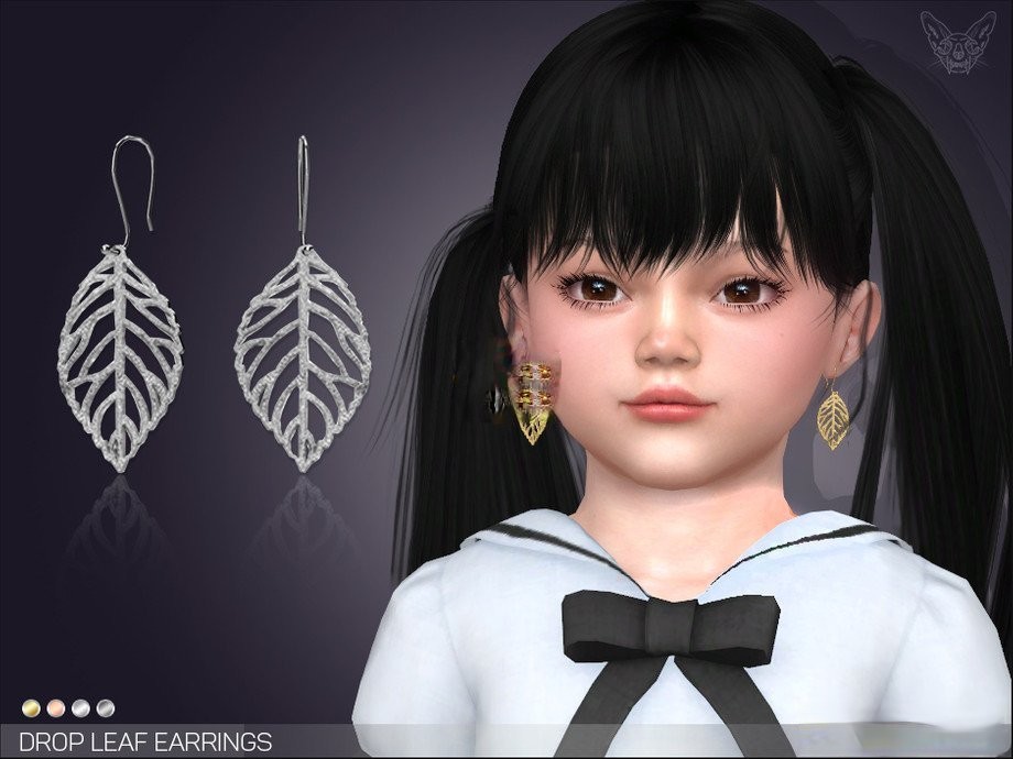 《模擬人生4》小女孩葉片耳環MOD