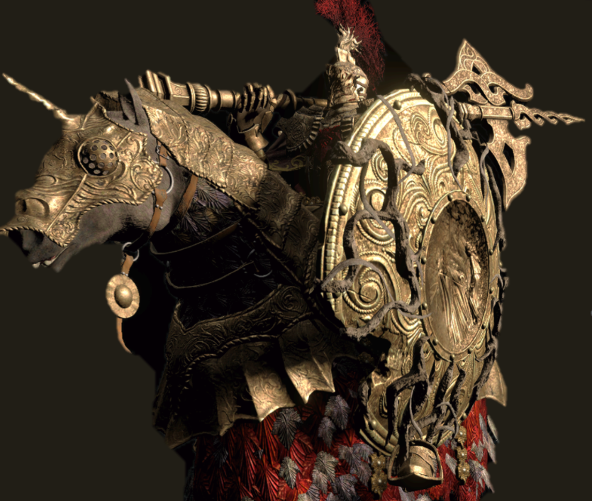 《艾爾登法環》黃金鎧甲紅纓裝飾大樹守衛MOD