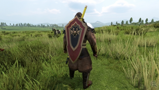 《騎馬與砍殺2》紅底金邊鳳凰紋飾盾牌MOD