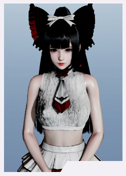 《AI少女》白色短毛衣白色短裙性感黑發美少女MOD