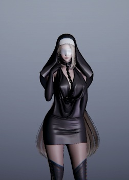 《AI少女》穿黑皮衣的蒙眼修女安娜MOD