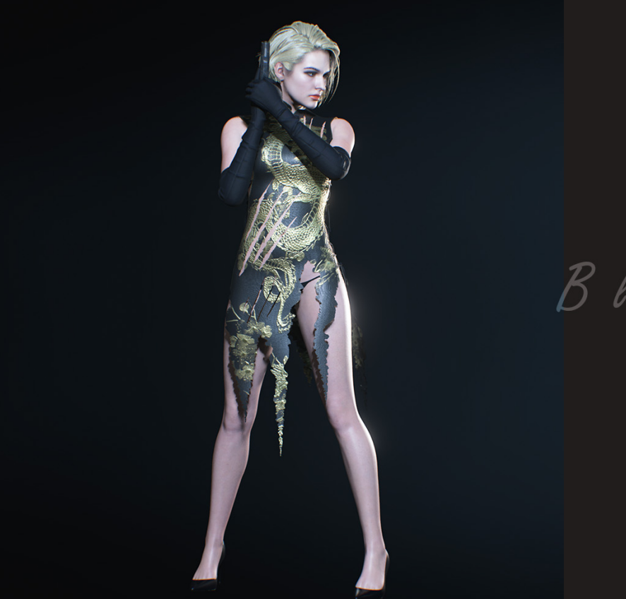 《生化危機3：重制版》吉爾黑色破損旗袍MOD[僅支持舊版本]