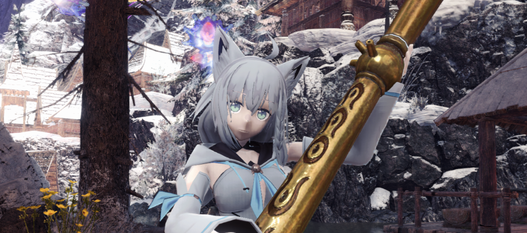 《怪物獵人世界：冰原》喵喵狐白上吹雪外觀MOD