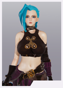 《AI少女》藍發露臍緊身衣美少女金克斯MOD