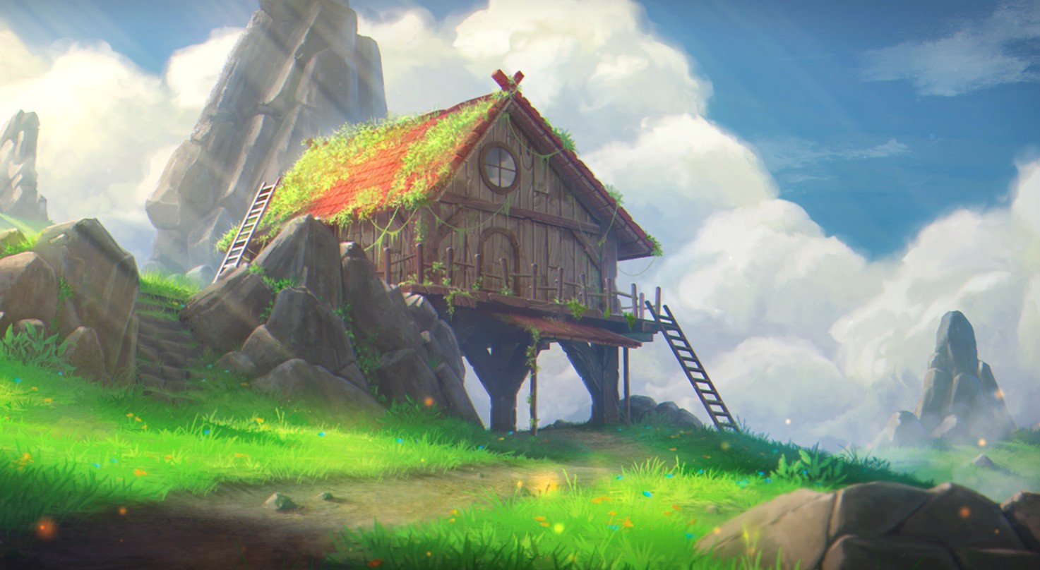 《Wallpaper Engine》山巔的木屋繪圖風動態壁紙