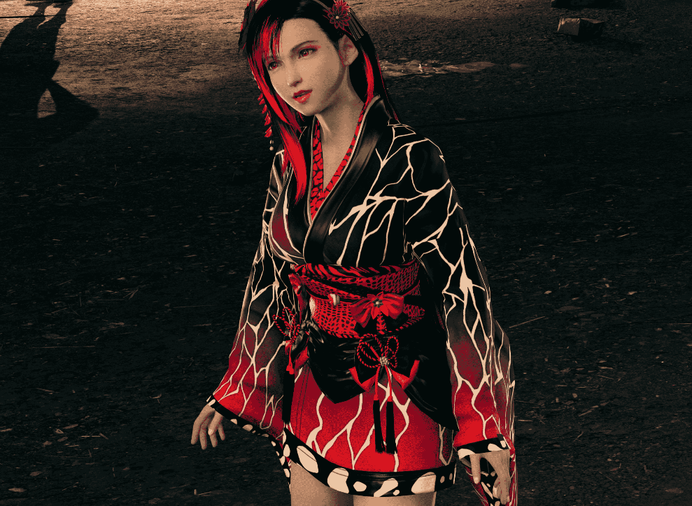 《最終幻想7：重制版》蒂法紅色花紋和服MOD