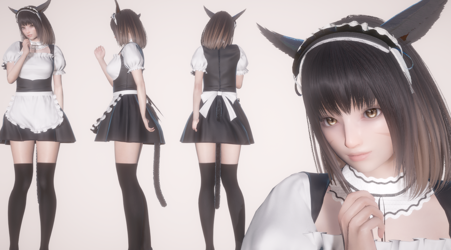 《AI少女》黑發清純獸耳娘女仆MOD