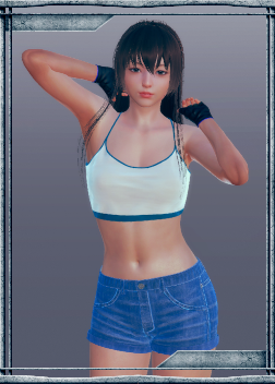 《AI少女》白色露臍短背心藍色牛仔熱褲小姐姐MOD
