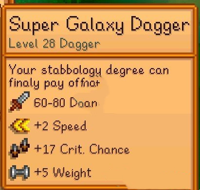 《星露谷物語》更好的銀河匕首MOD