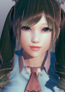 《AI少女》黑色雙馬尾藍色襯衫性感小姐姐MOD