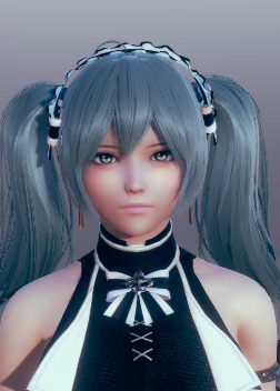 《AI少女》銀色雙馬尾黑色無袖洋裝御姐MOD
