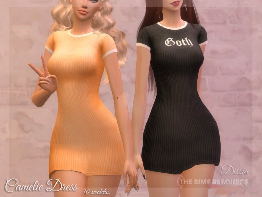 《模擬人生4》女性緊身純色連衣裙MOD