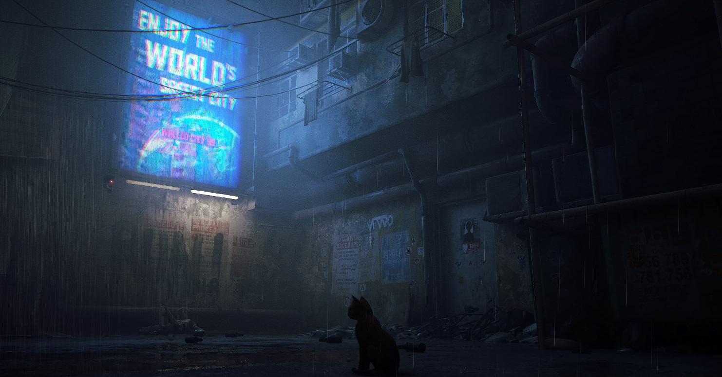 《Wallpaper Engine》Stray貓貓與雨中的城市一角動態(tài)壁紙
