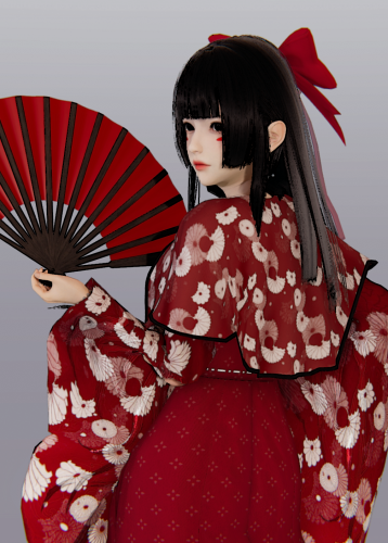 《AI少女》和風(fēng)寬袖紅裝日本美少女MOD