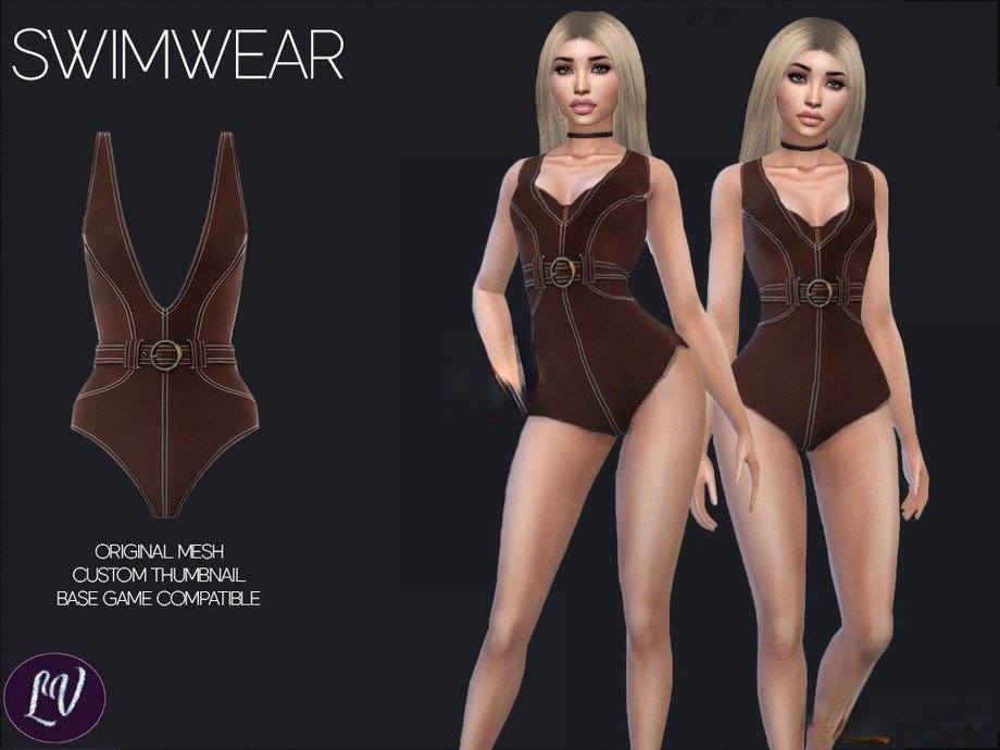 《模擬人生4》女性皮扣皮革連衣褲MOD