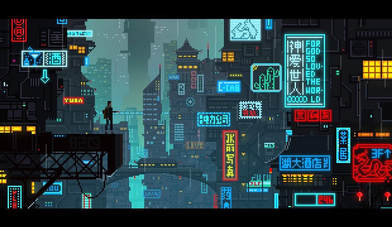 《Wallpaper Engine》像素風九龍城寨風格夜景動態(tài)壁紙