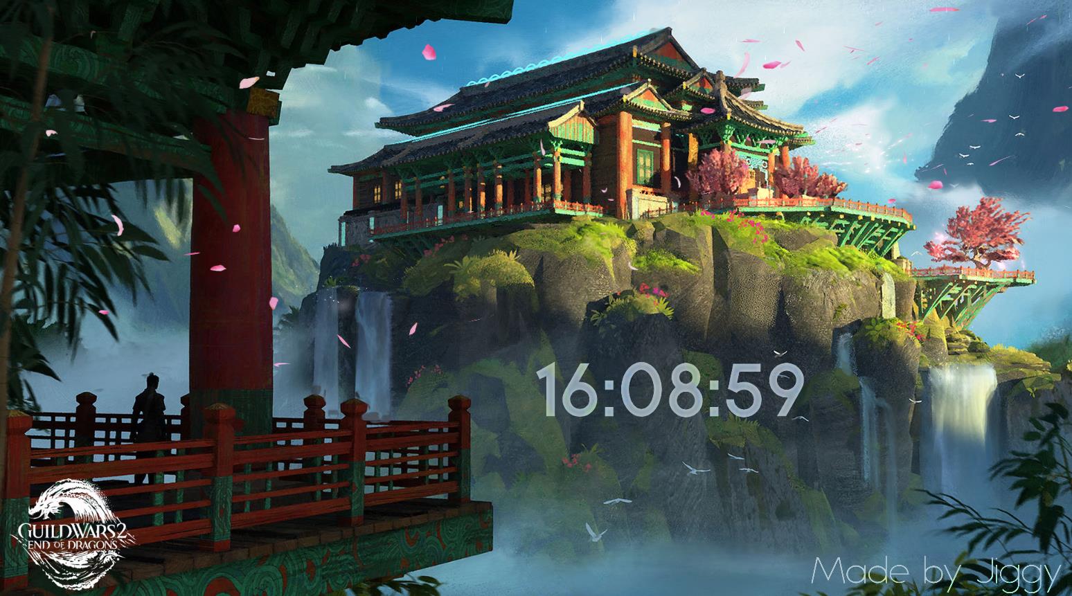 《Wallpaper Engine》激戰2精美古風場景原畫記時動態壁紙
