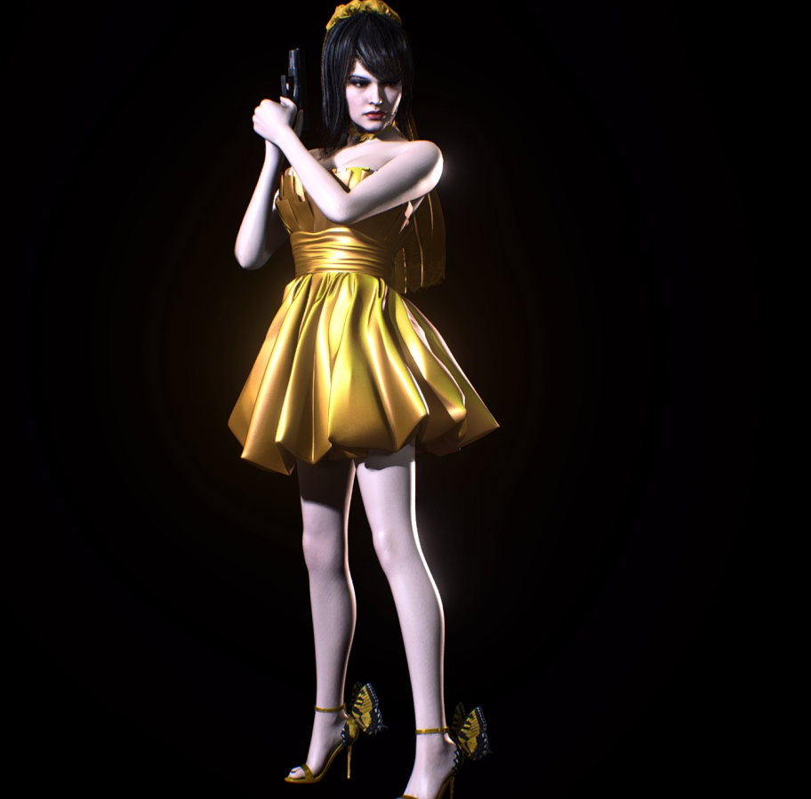 《生化危機3：重制版》吉爾性感金色連衣裙MOD[兼容新版本]