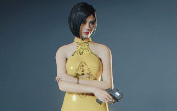 《生化危機2：重制版》艾達(dá)克萊爾金色無袖短皮裙MOD
