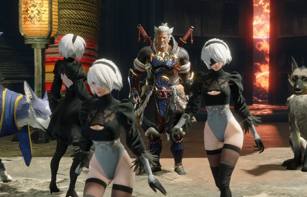 《怪物獵人崛起：曙光》尼爾2B小姐姐替換火芽水蕓姐妹MOD