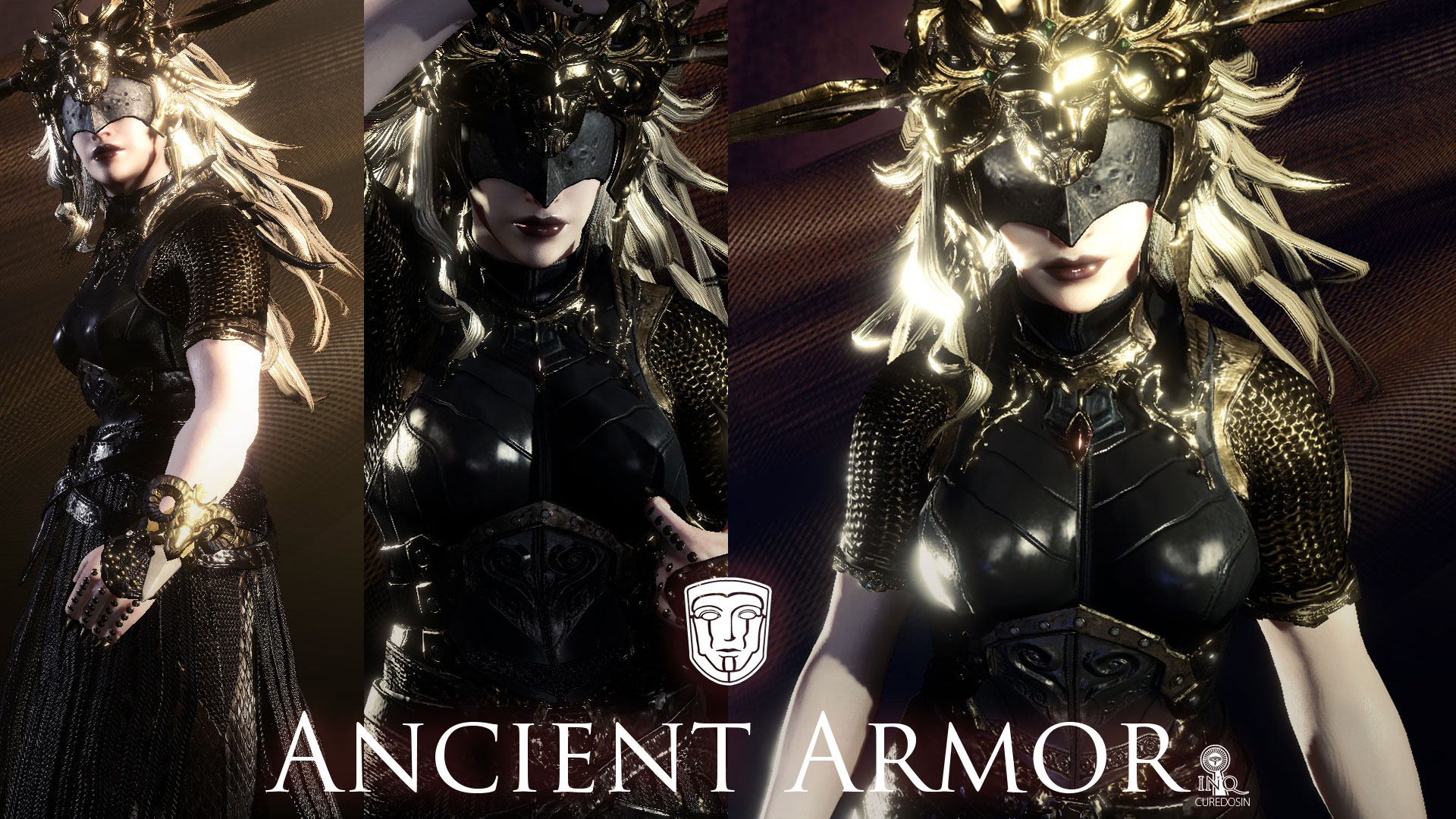 《怪物獵人世界：冰原》古典黑金蒙眼女性護甲MOD