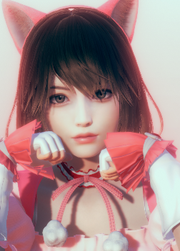 《AI少女》黑色短發(fā)粉色洋裝貓耳美少女MOD