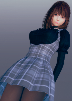 《AI少女》黑色襯衫格子連衣裙誘人黑絲美少女MOD