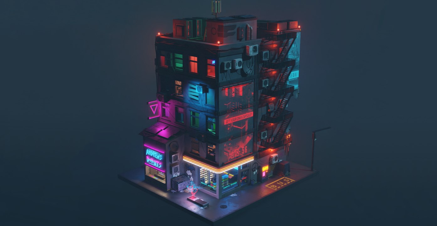 《Wallpaper Engine》賽博朋克風小樓3D動態壁紙