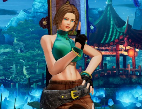 《拳皇15》瑪麗古墓麗影勞拉棕發(fā)藍(lán)衣配色MOD