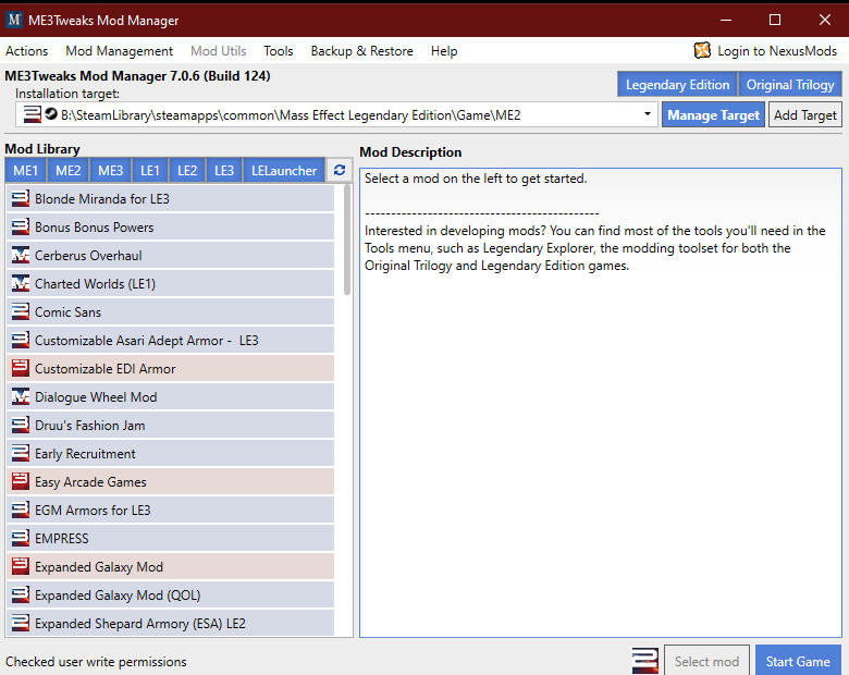 《質量效應：傳奇版》MOD管理器ME3TweaksModManager