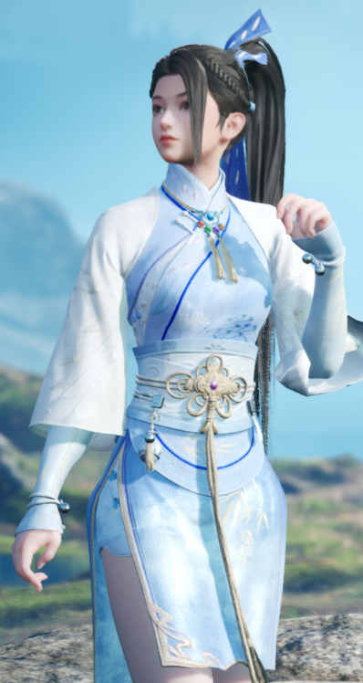 《仙劍奇俠傳7》月清疏淡雅藍白風寒盈服裝MOD[正式版]
