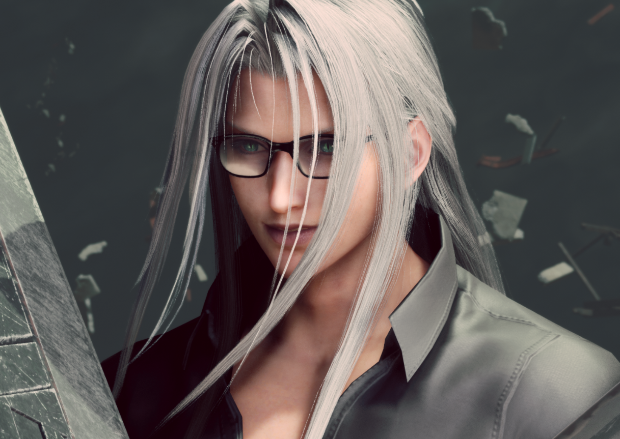 《最終幻想7：重制版》薩菲羅斯黑色襯衫眼鏡形象MOD