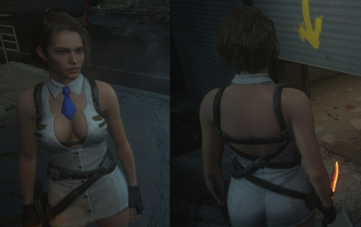 《生化危機3：重制版》吉爾白色低領緊身制服形象MOD