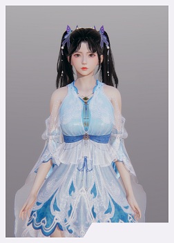 《AI少女》古風藍白雙馬尾少女MOD