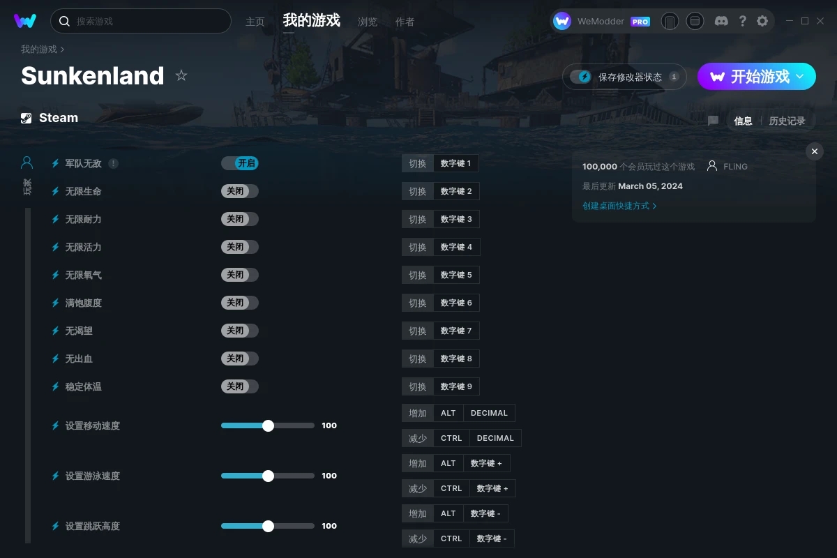 《沉沒之地》v2024.03.05二十三項修改器[FLiNG]
