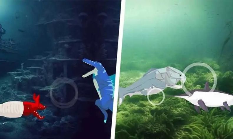 巨齒鯊與海怪搏斗