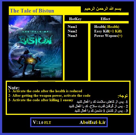 《The Tale of Bistun》v1.0三項(xiàng)修改器[Abolfazl]