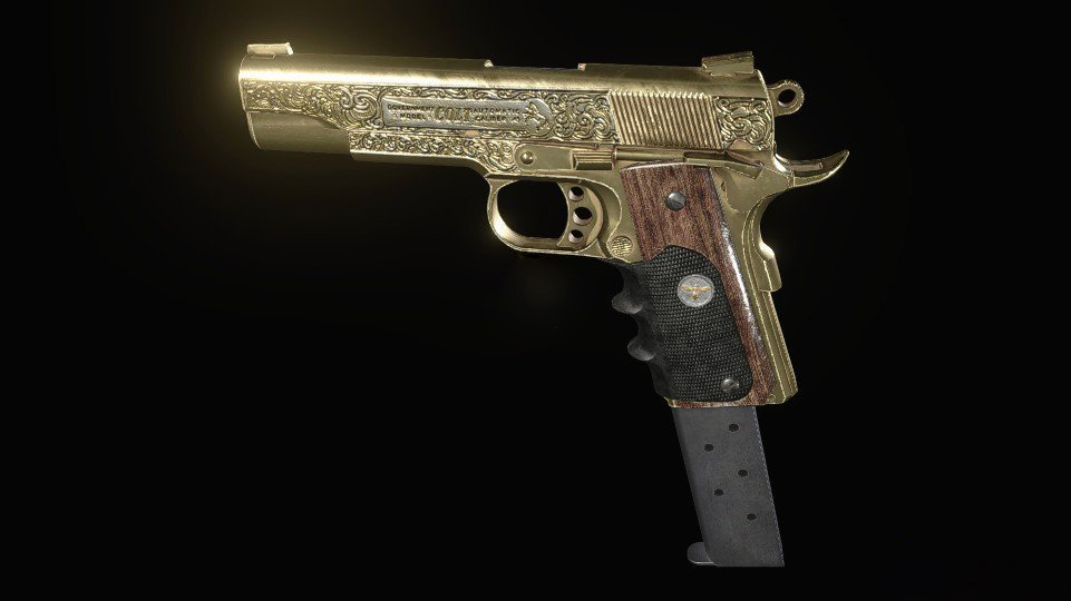 《生化危機8》鍍金M1911手槍MOD
