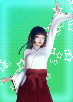 《AI少女》黑色披肩發白衣紅裙巫女MOD