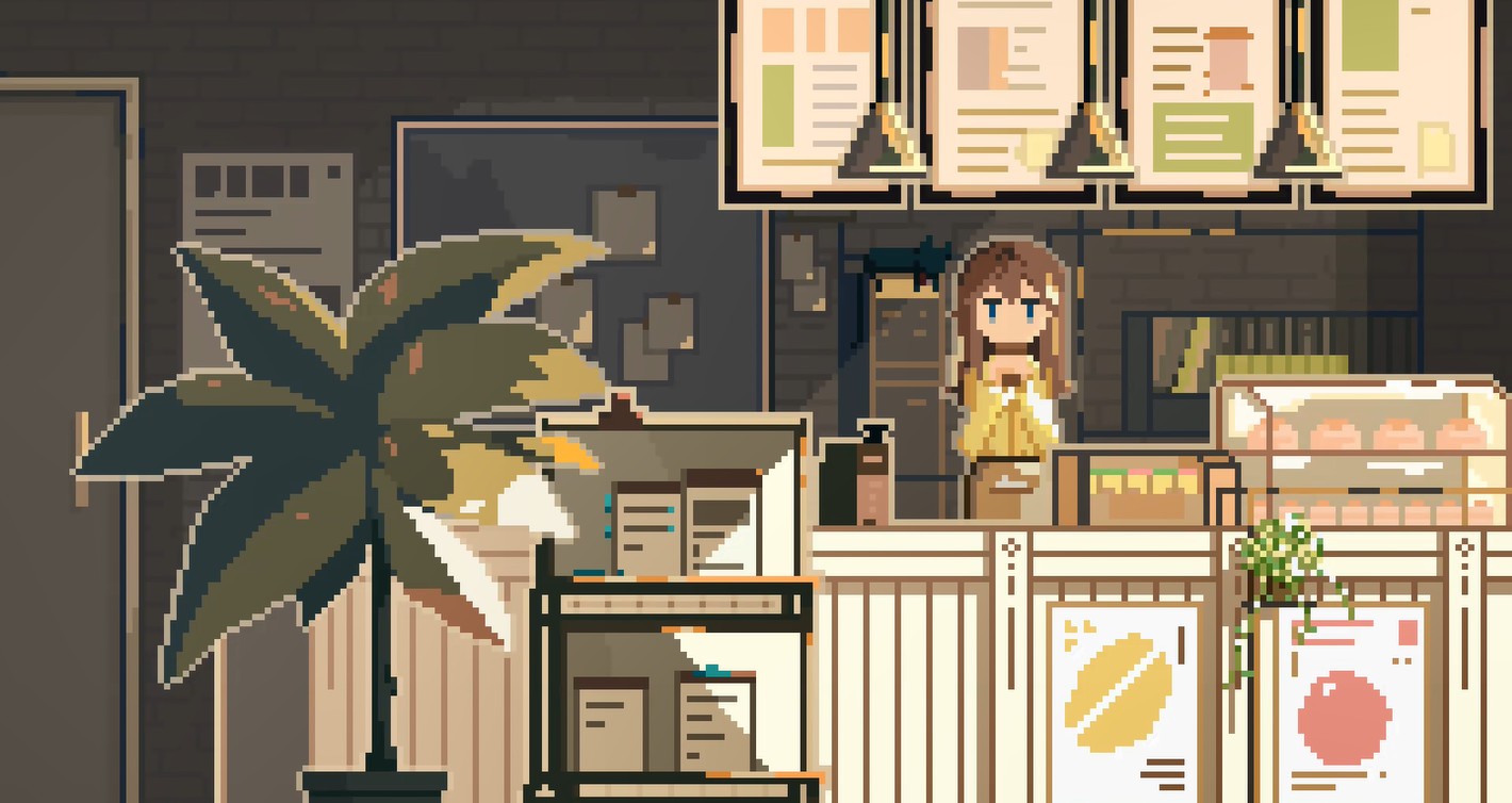 《Wallpaper Engine》咖啡小吧臺像素風動態壁紙