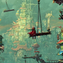 《Wallpaper Engine》奇幻風城市搭建繪圖動態壁紙